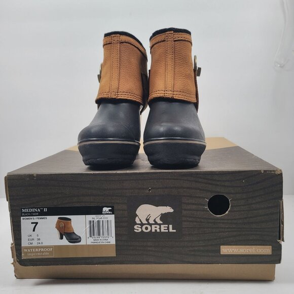 Sorel Medina II Women's Brown Black Waterproof Ankle Boots NL2086-010 US Size 7 - Picture 2 of 12